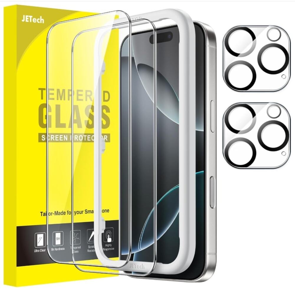 JETech iPhone 16 Pro 6.3" Screen & Camera Lens Protector 2-Pack New